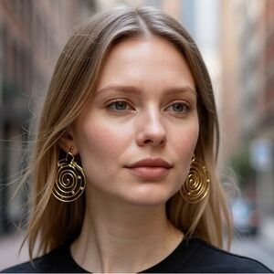 Costa Gold Spiral Earrings with Crystal Accents